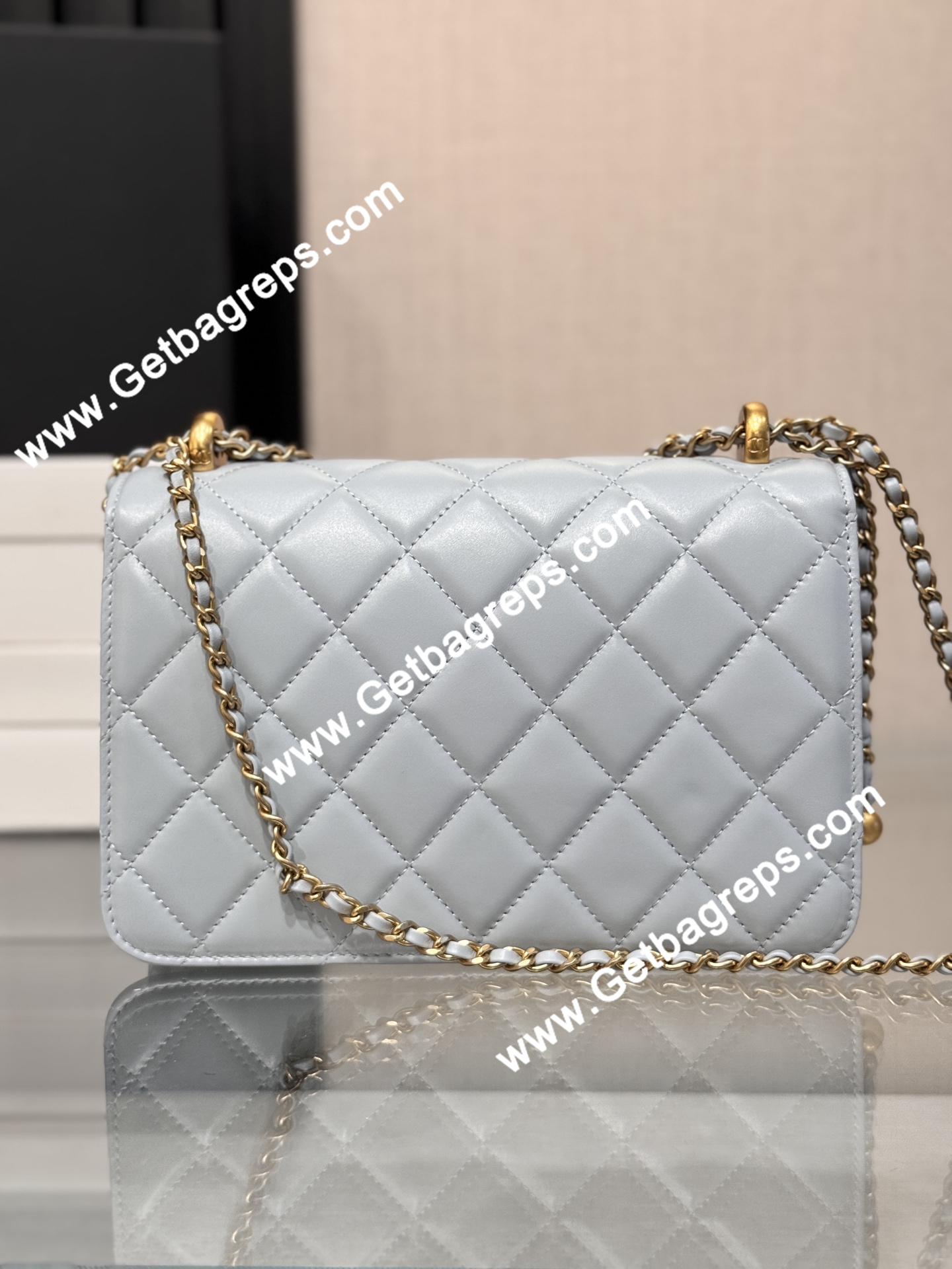 Chanel AP2649 Wallet on Chain Light Blue