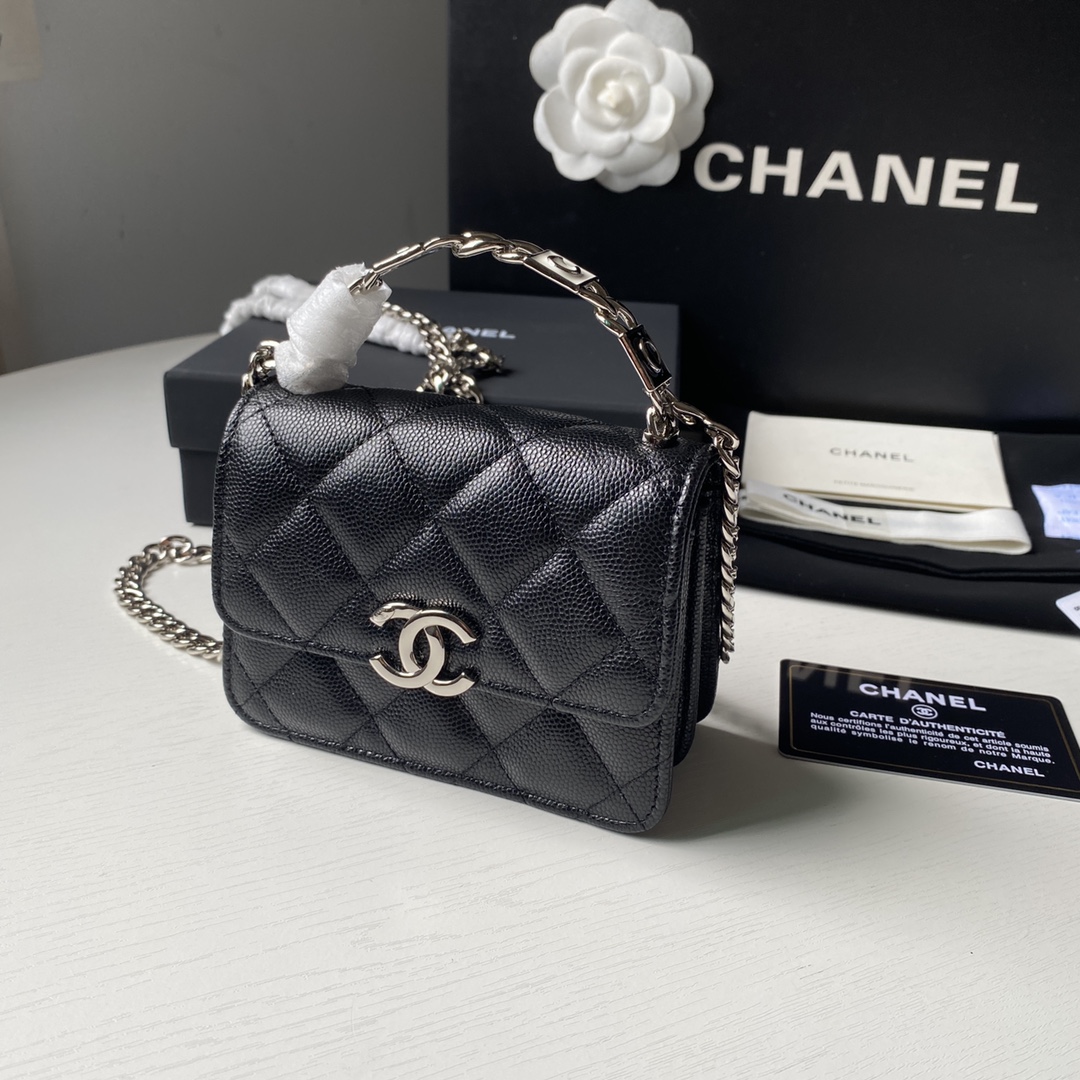 Chanel AP2758 Clutch with Chain Caviar Calfskin & Silver Black