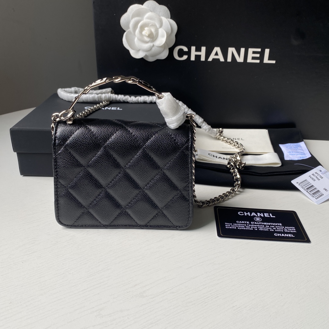 Chanel AP2758 Clutch with Chain Caviar Calfskin & Silver Black