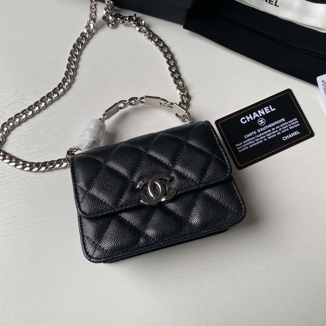 Chanel AP2758 Clutch with Chain Caviar Calfskin & Silver Black