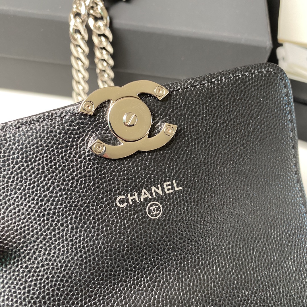 Chanel AP2758 Clutch with Chain Caviar Calfskin & Silver Black