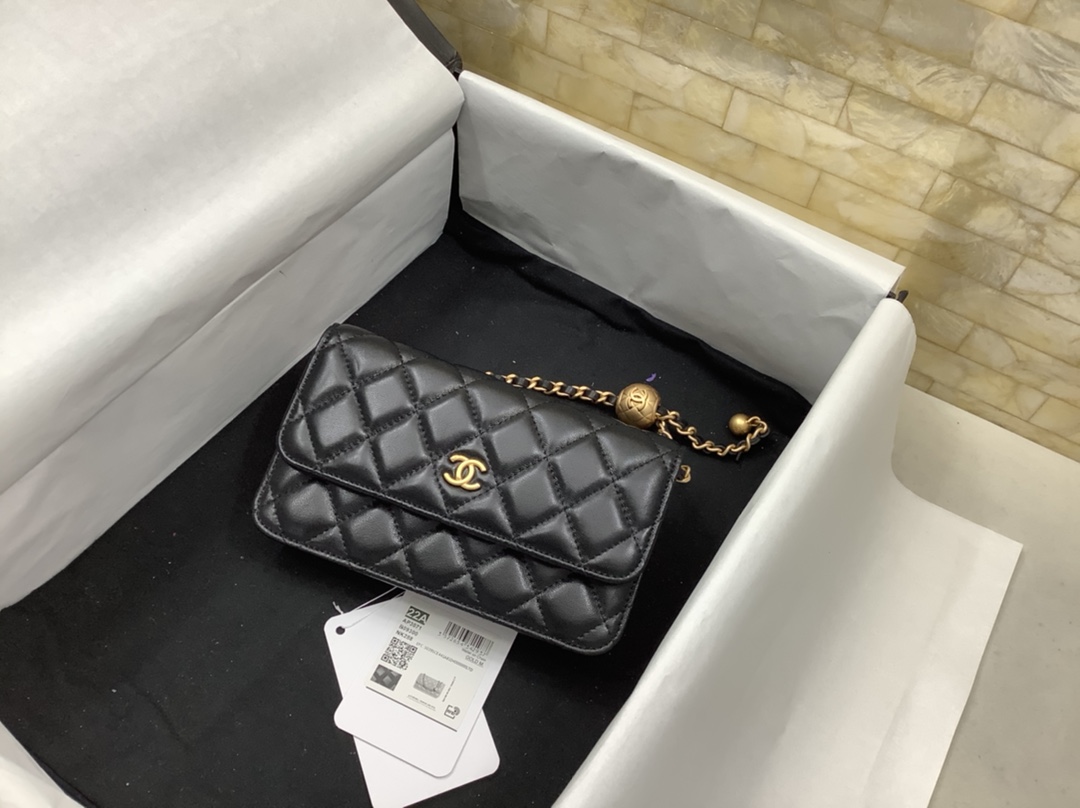 Chanel AP3071 Wallet On Chain Lambskin Black