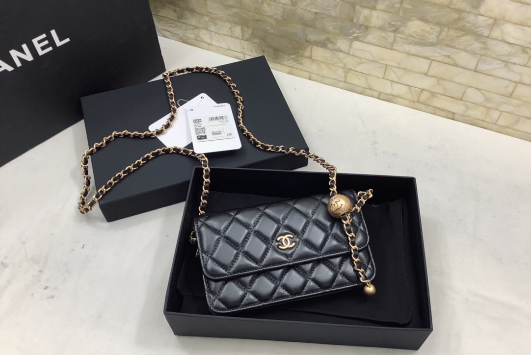 Chanel AP3071 Wallet On Chain Lambskin Black