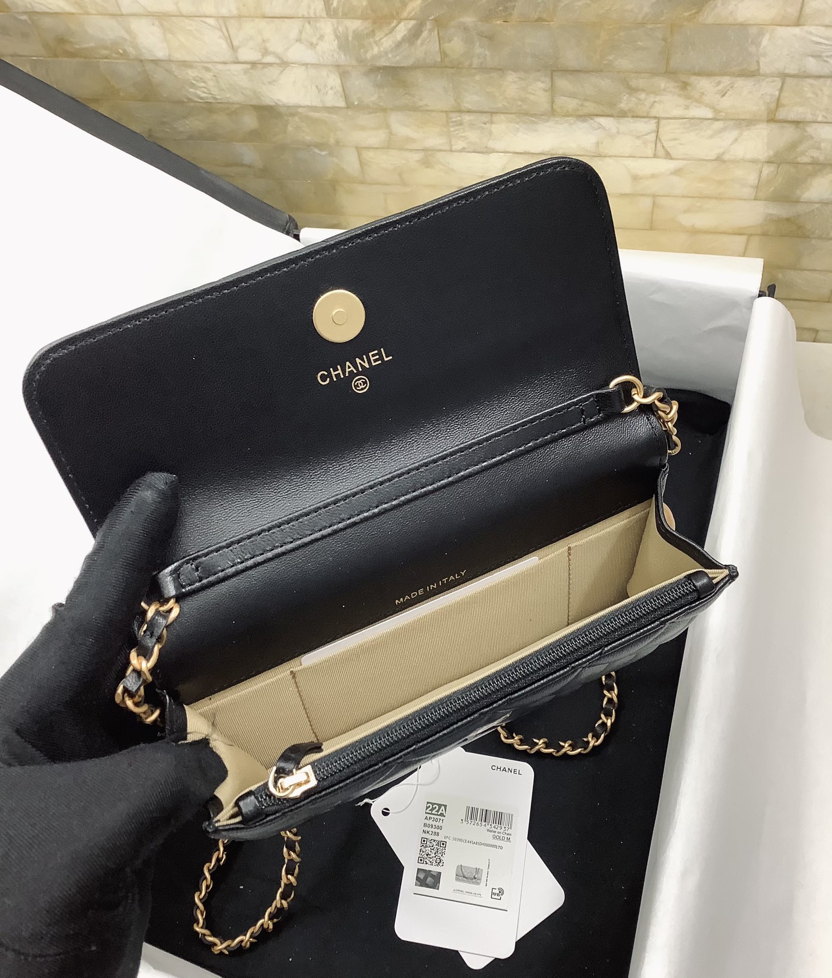 Chanel AP3071 Wallet On Chain Lambskin Black