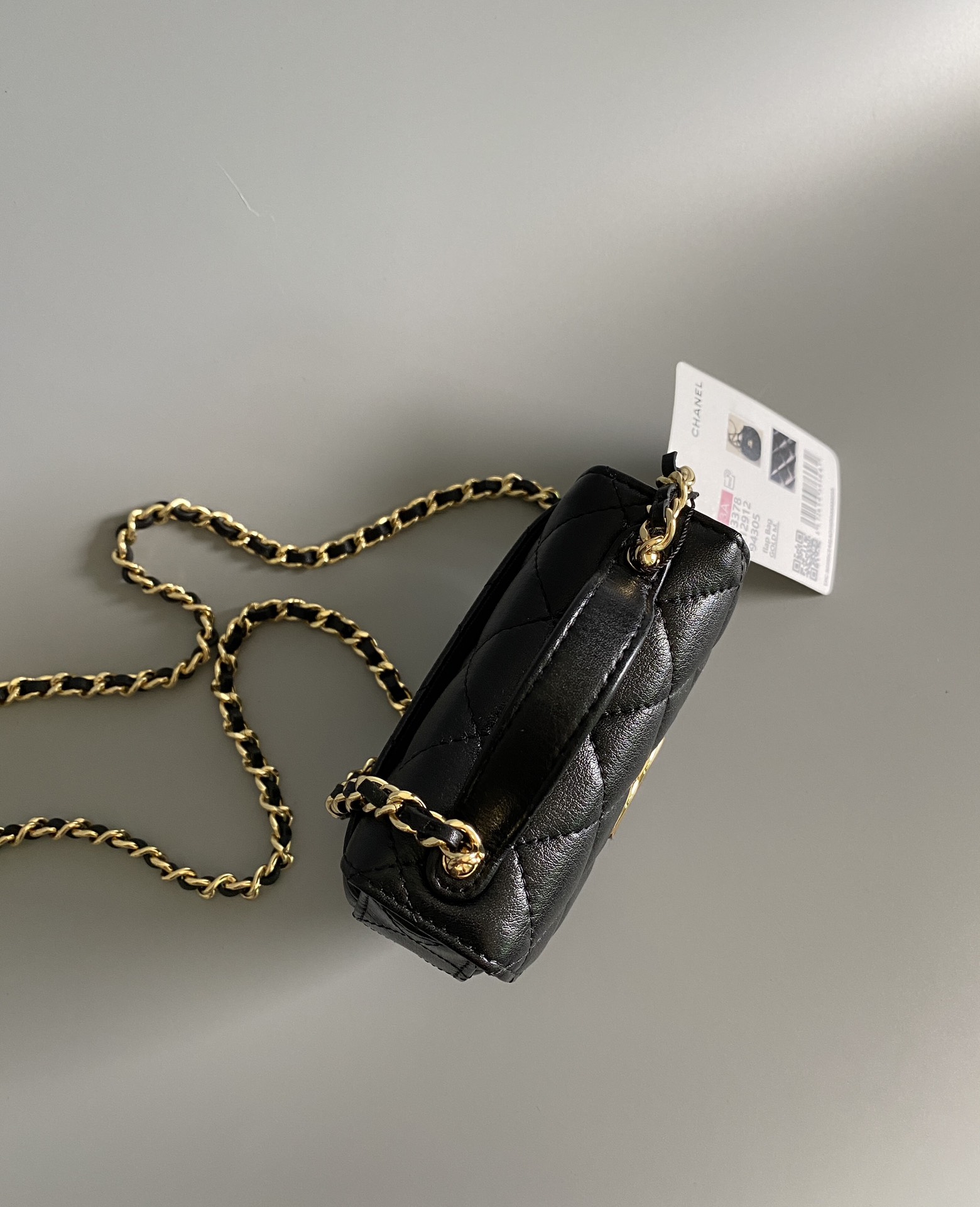 Chanel AP3378 Mini Clutch With Chain Shiny Aged Calfskin Gold-Tone Metal Black