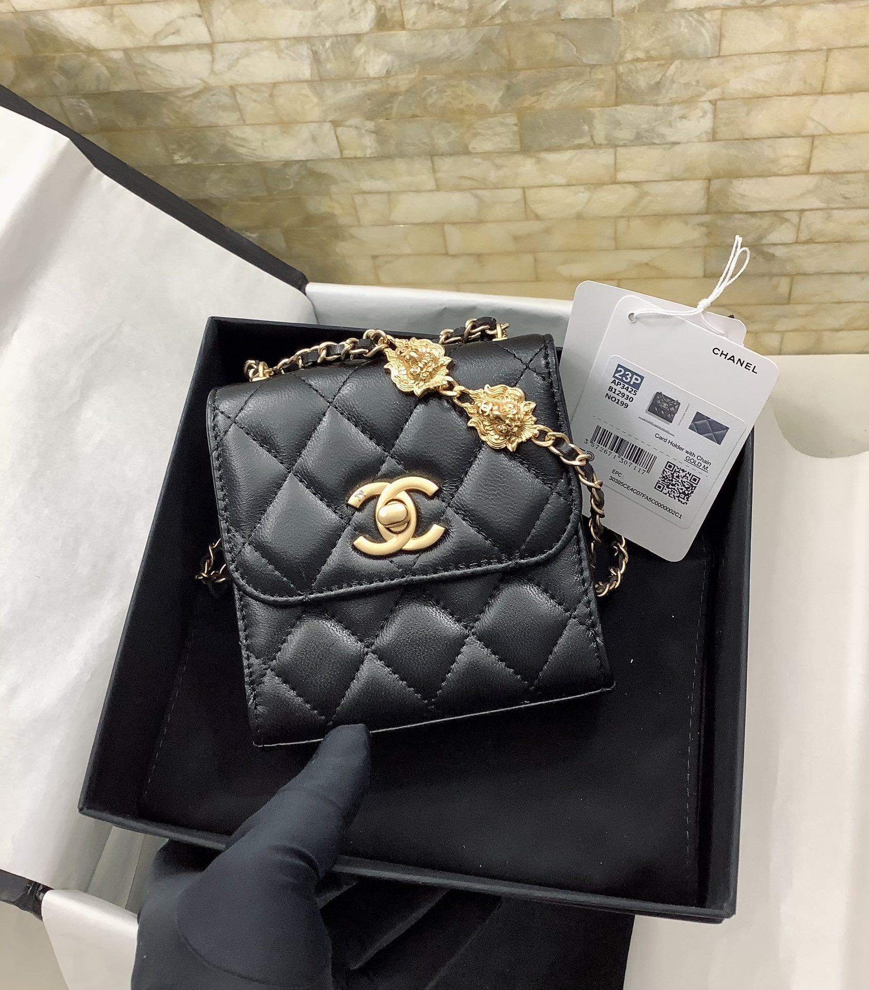 Chanel AP3425 Clutch With Chain Lambskin Black