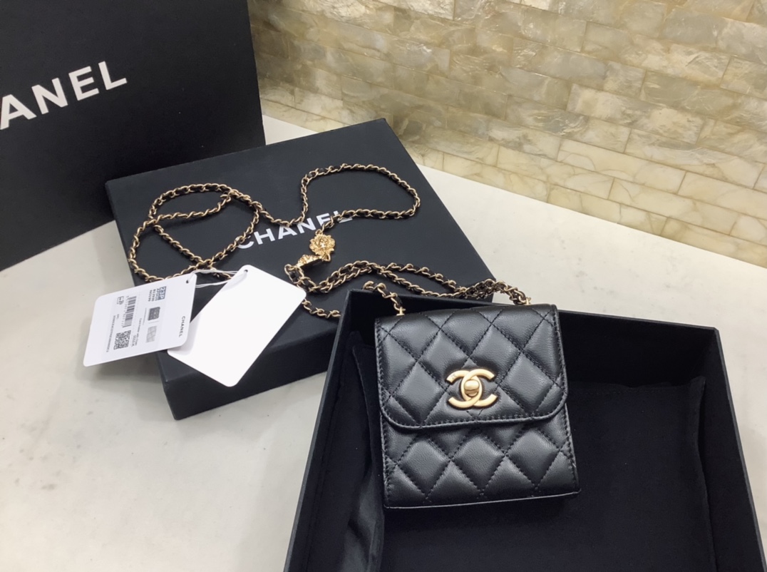 Chanel AP3425 Clutch With Chain Lambskin Black