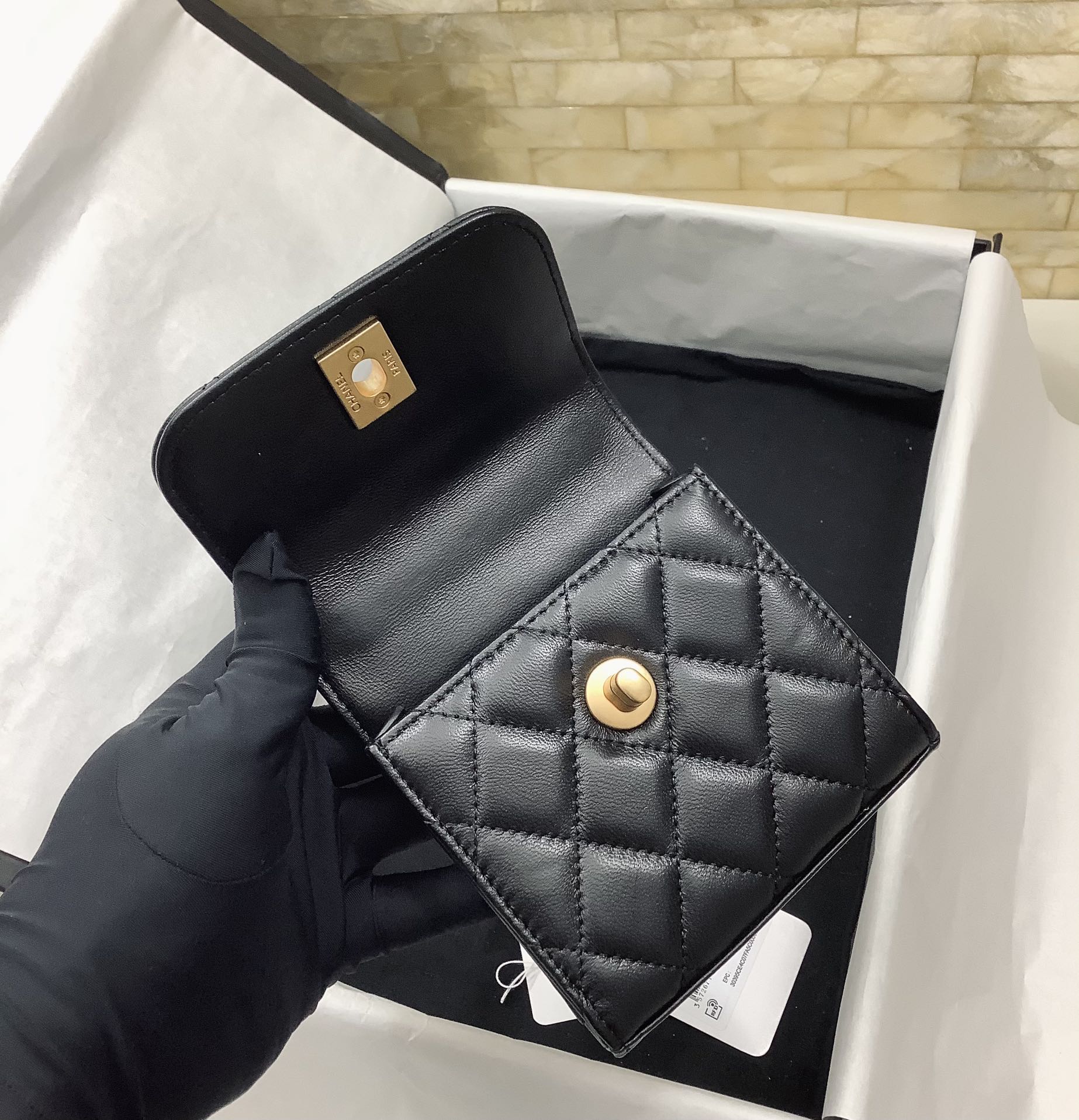 Chanel AP3425 Clutch With Chain Lambskin Black