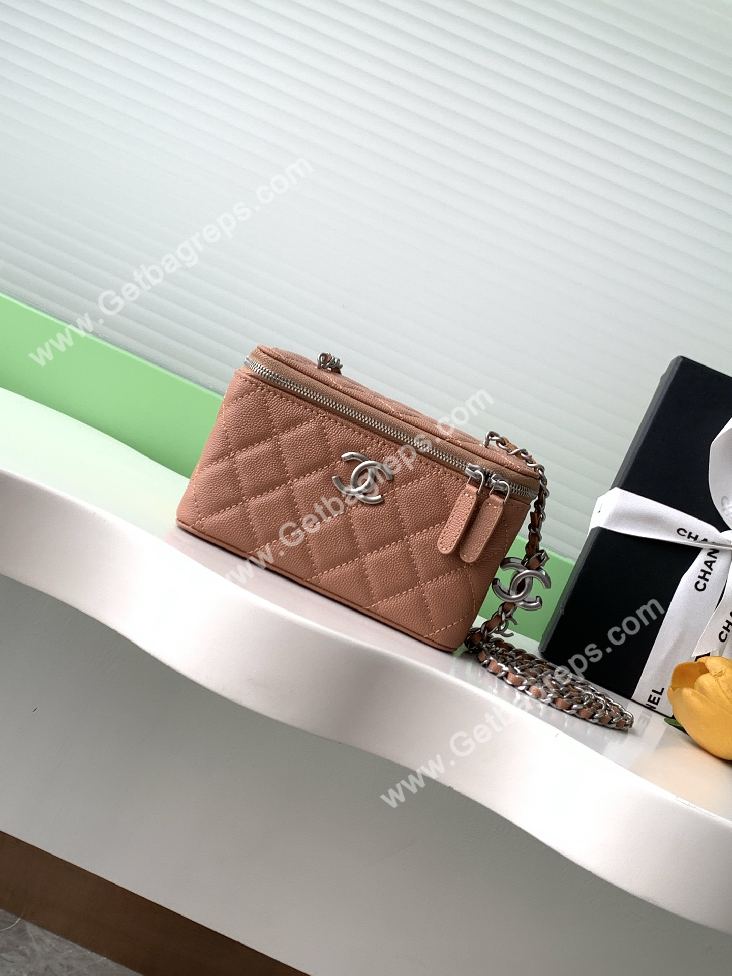 Chanel AP3940 Caviar Vanity Bag Brown