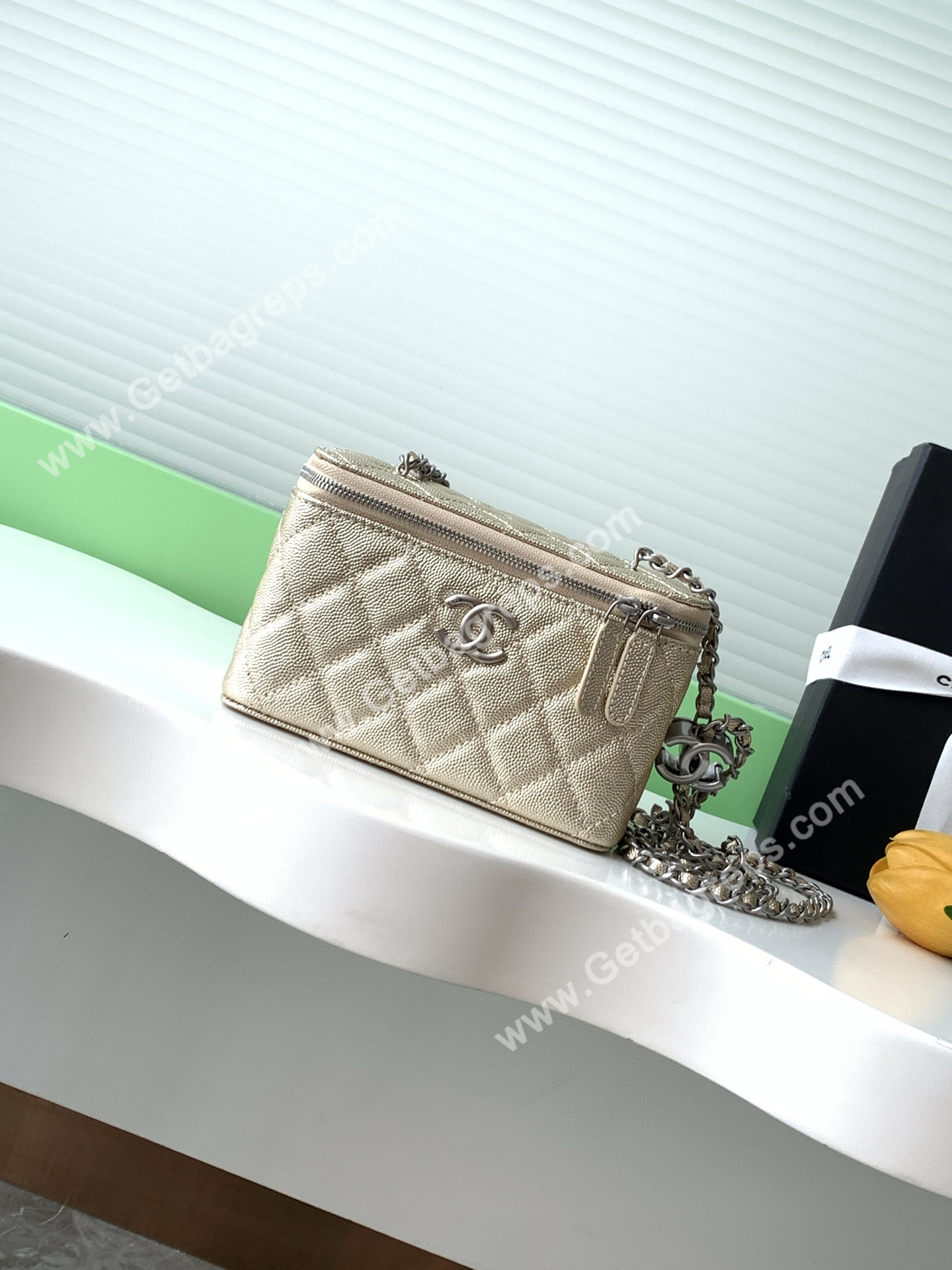 Chanel AP3940 Caviar Vanity Bag Gold