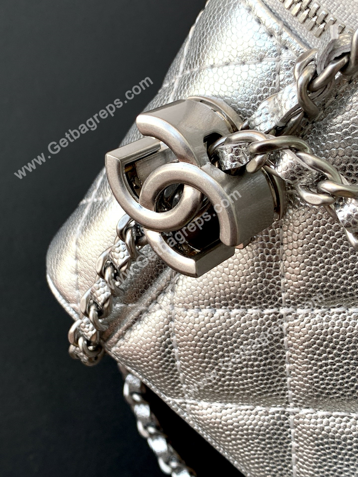 Chanel AP3940 Caviar Vanity Bag Silver