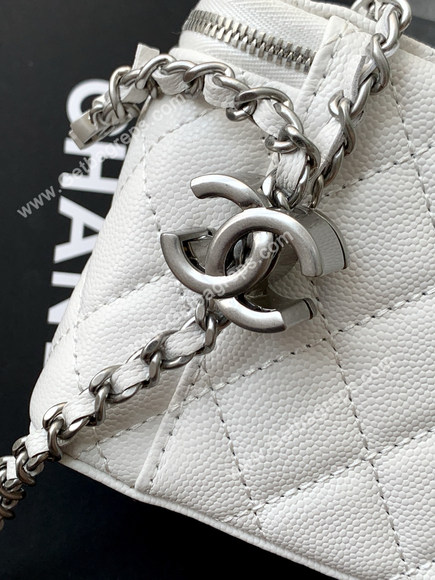 Chanel AP3940 Caviar Vanity Bag White