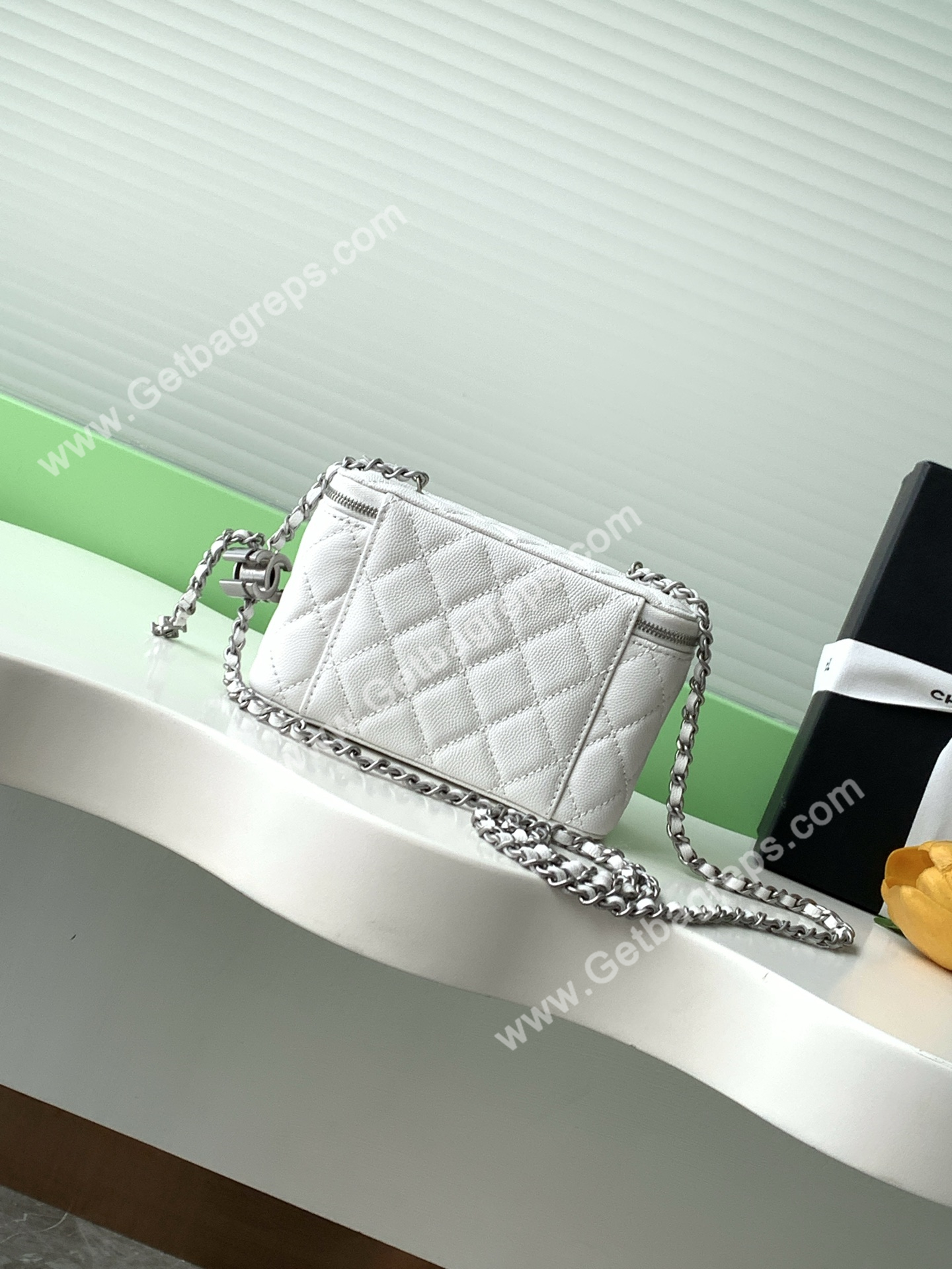 Chanel AP3940 Caviar Vanity Bag White