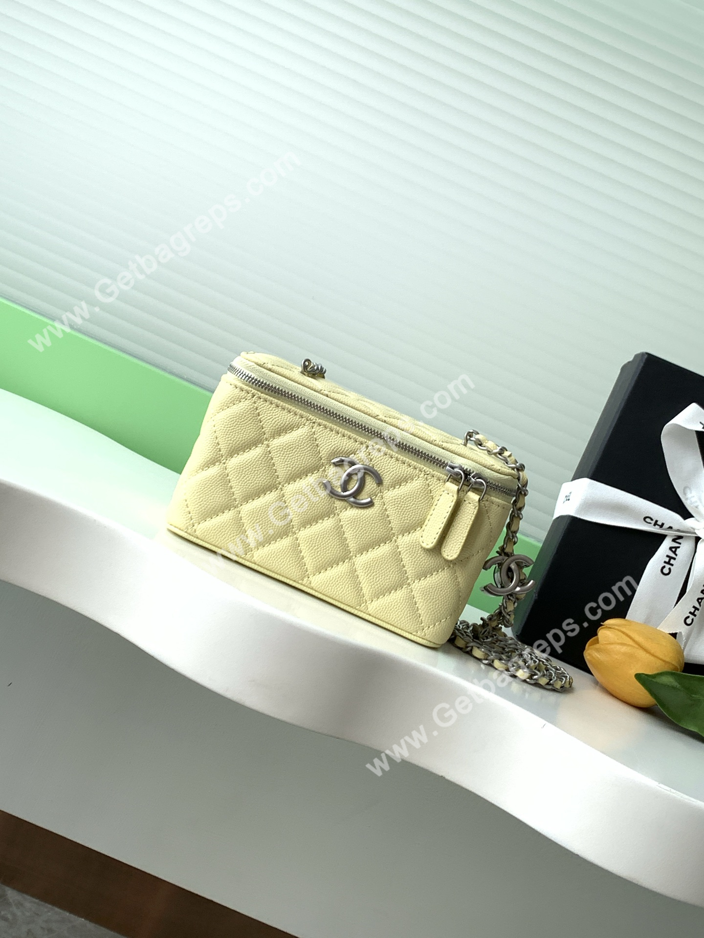 Chanel AP3940 Caviar Vanity Bag Yellow