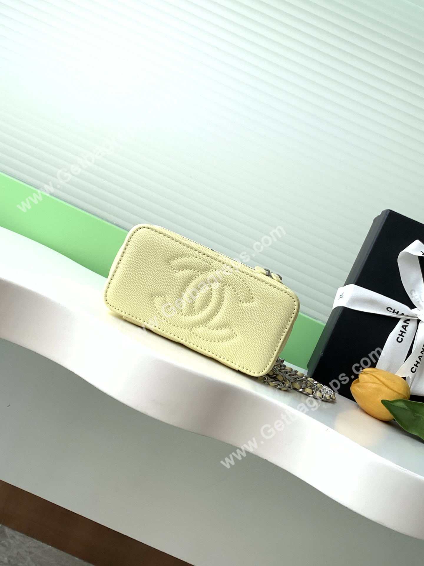 Chanel AP3940 Caviar Vanity Bag Yellow
