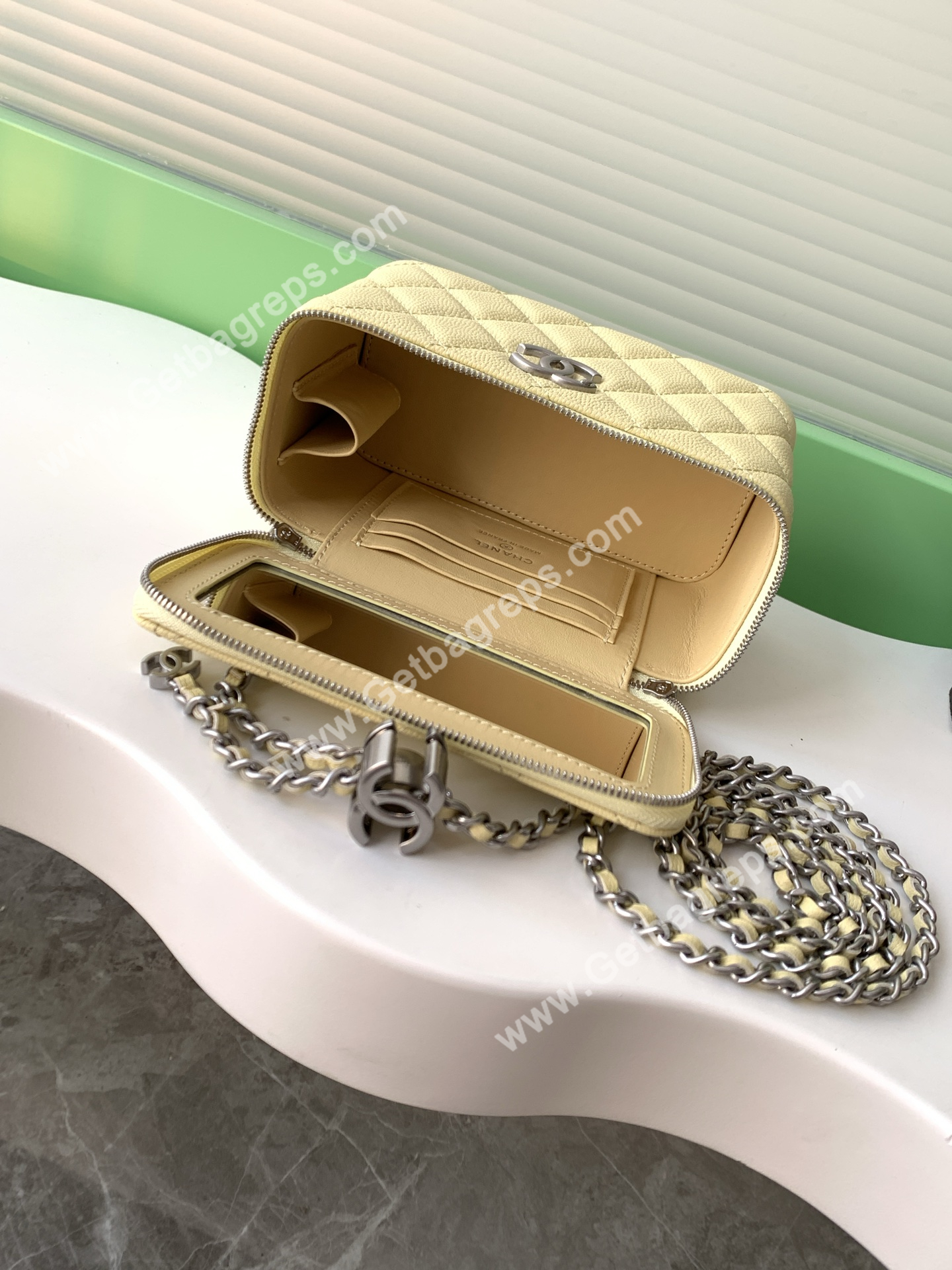 Chanel AP3940 Caviar Vanity Bag Yellow