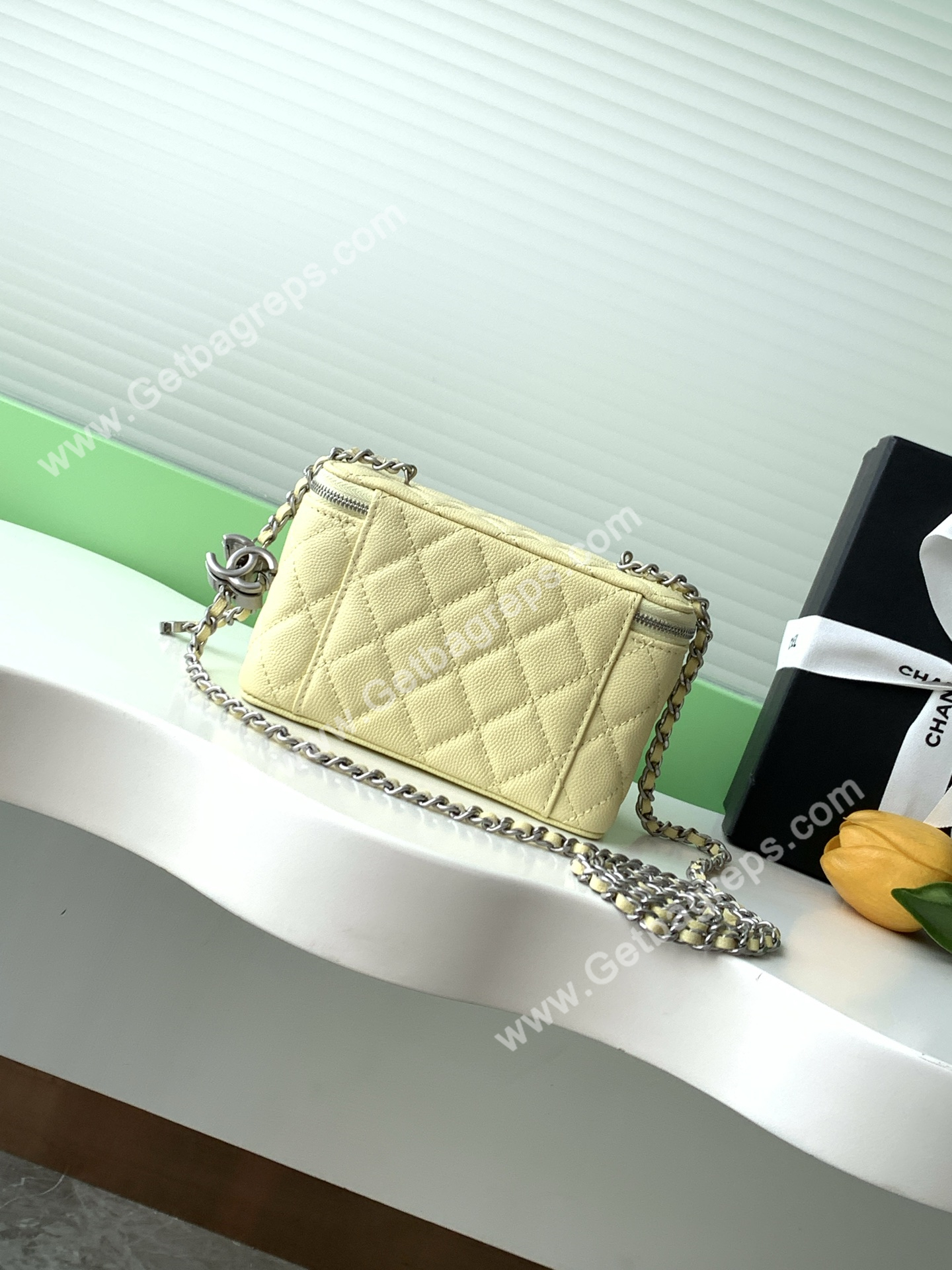 Chanel AP3940 Caviar Vanity Bag Yellow
