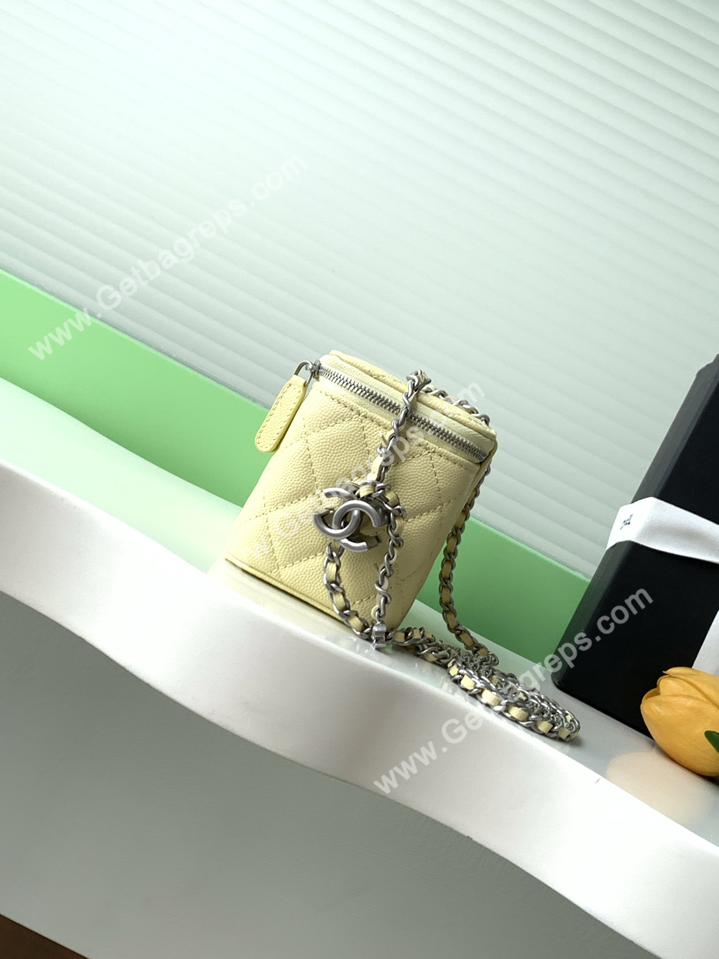 Chanel AP3940 Caviar Vanity Bag Yellow