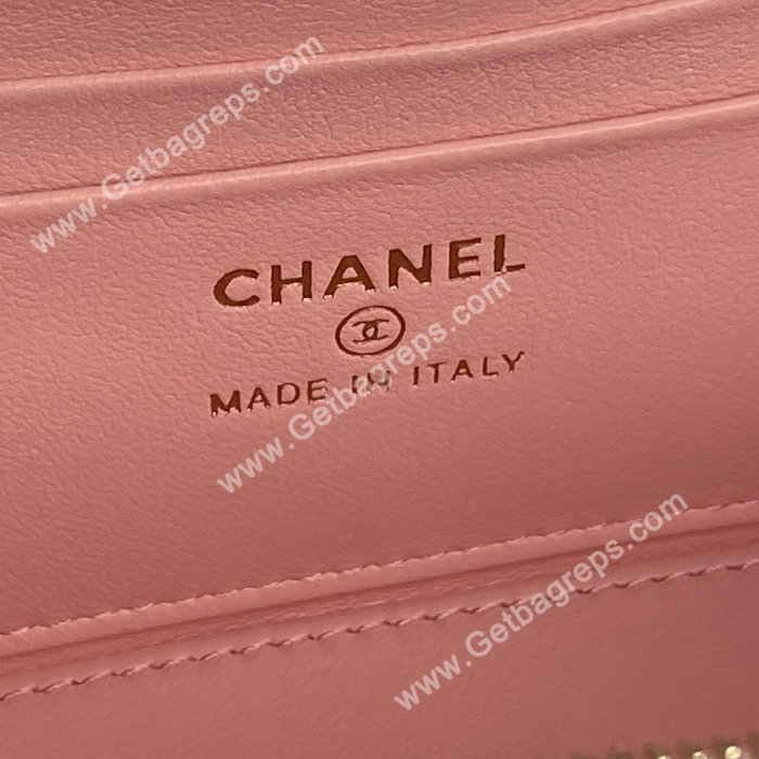 Chanel AP3940 Pink Shiny Lambskin Vanity Bag Gold-Tone Metal 