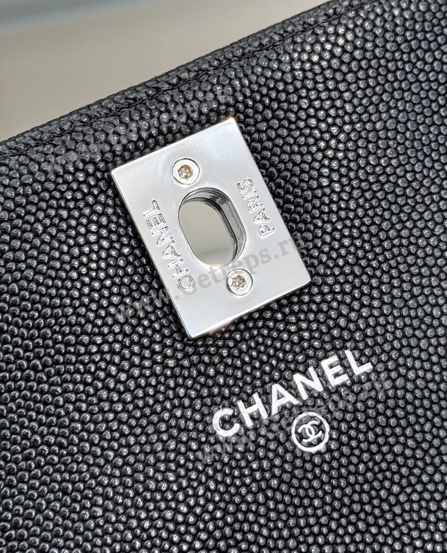 Chanel AP4498 Clutch with Chain Shiny Grained Calfskin and Silver-Tone Metal