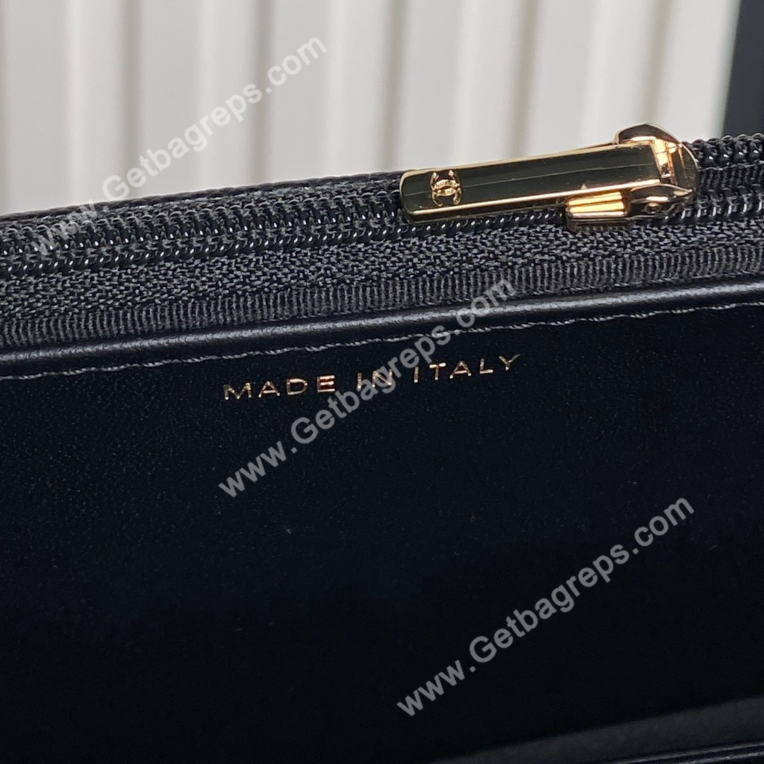 Chanel AP4785 Wallet on Chain Shiny Grained Calfskin Black