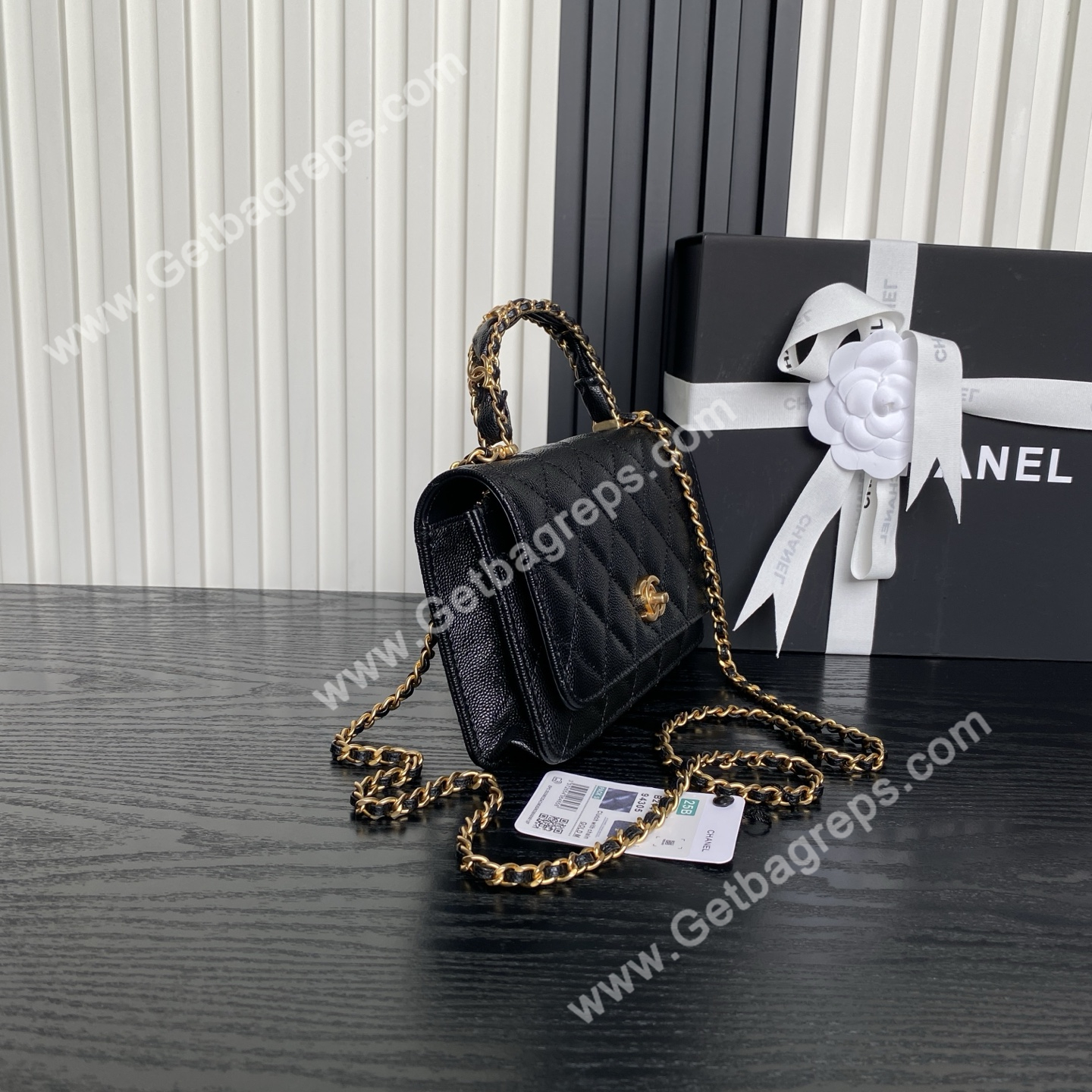 Chanel AP4785 Wallet on Chain Shiny Grained Calfskin Black