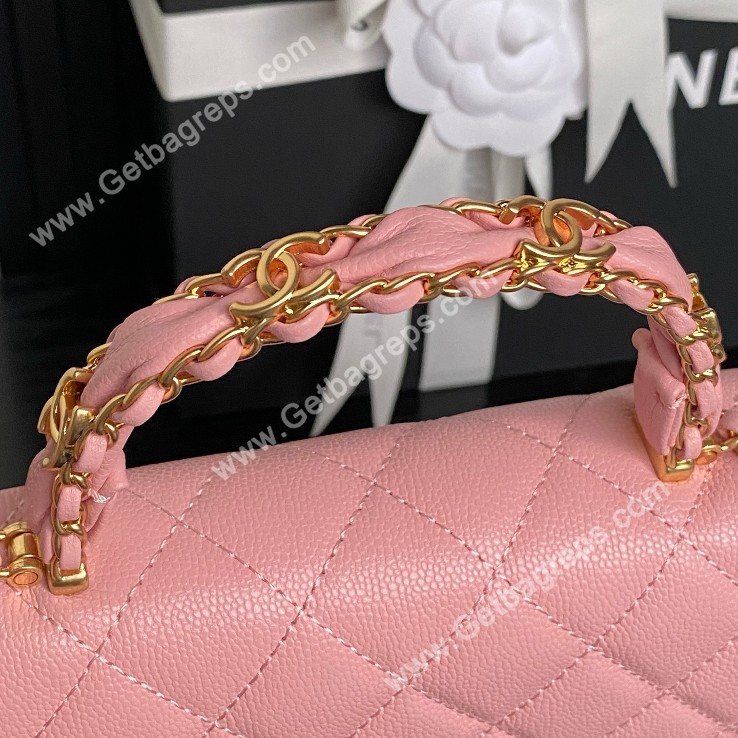 Chanel AP4785 Wallet on Chain Shiny Grained Calfskin Pink