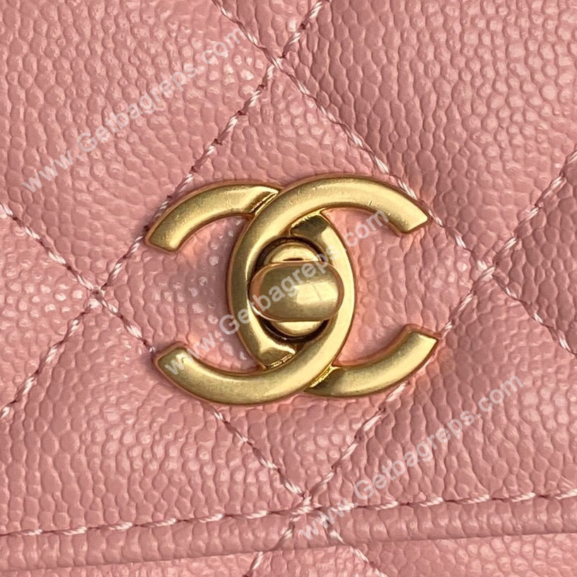 Chanel AP4785 Wallet on Chain Shiny Grained Calfskin Pink