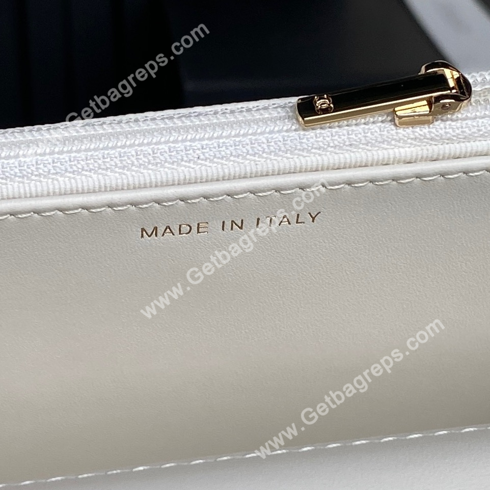 Chanel AP4785 Wallet on Chain Shiny Grained Calfskin White