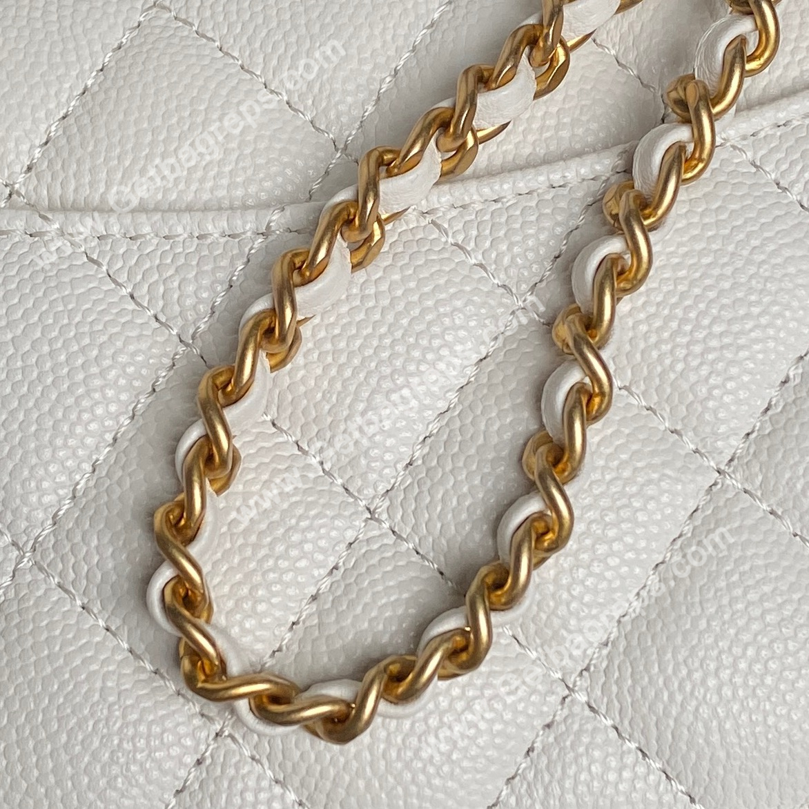 Chanel AP4785 Wallet on Chain Shiny Grained Calfskin White