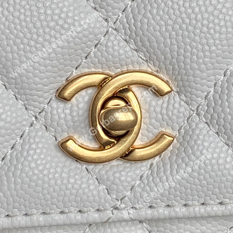 Chanel AP4785 Wallet on Chain Shiny Grained Calfskin White