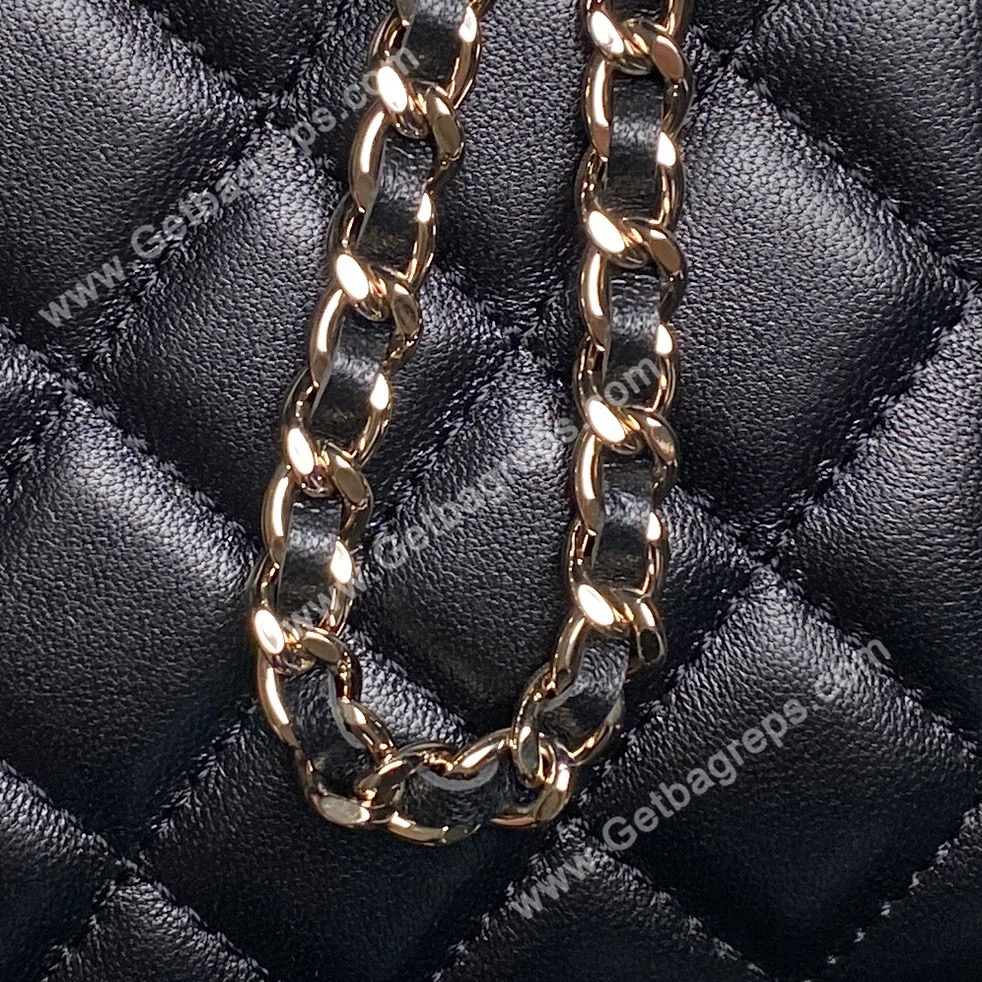 Chanel AP4842 Long Vanity With Chain Lambskin Diamonds Logo Black