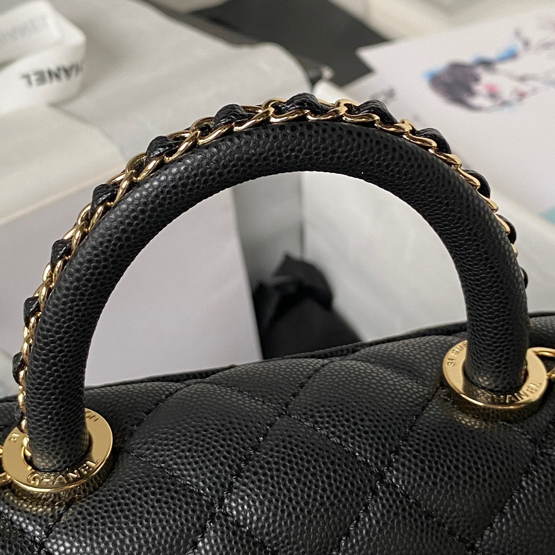 Chanel AS2215 CoCo Top Handle Handabag Calfskin Black