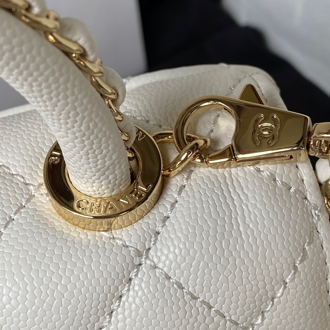 Chanel AS2215 CoCo Top Handle Handabag Calfskin White