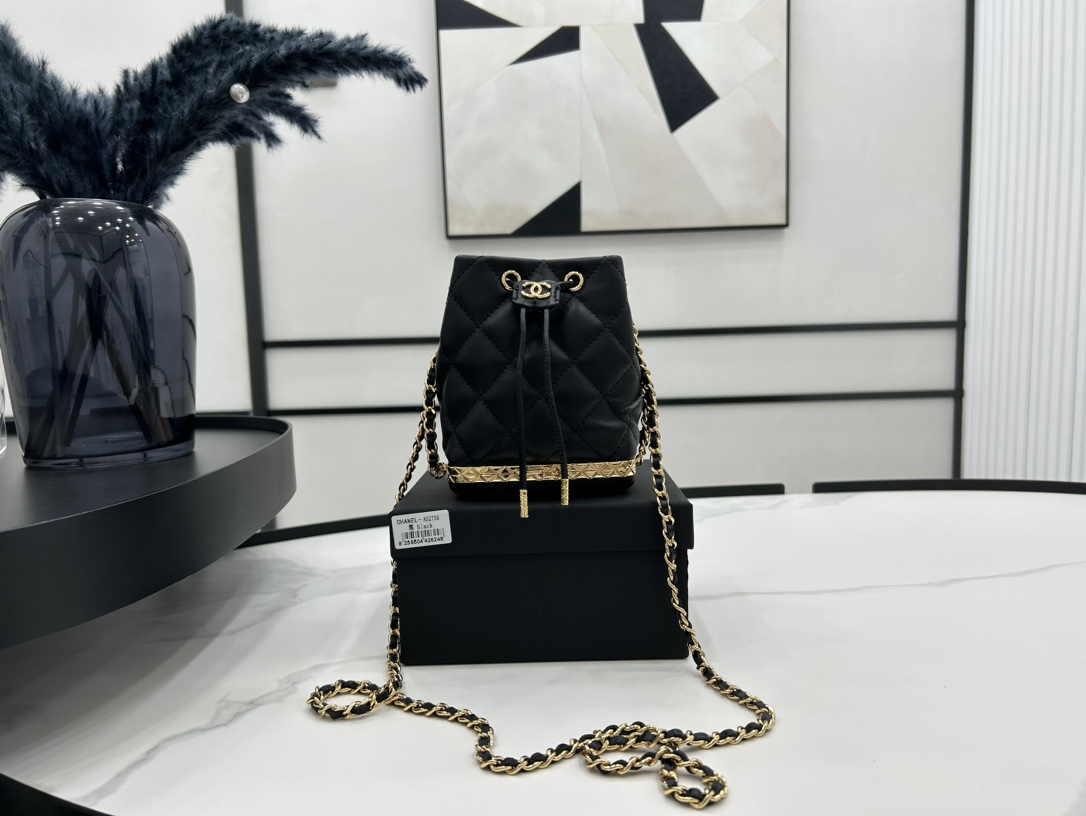 Chanel AS2750 Bucket Bag Black Leather