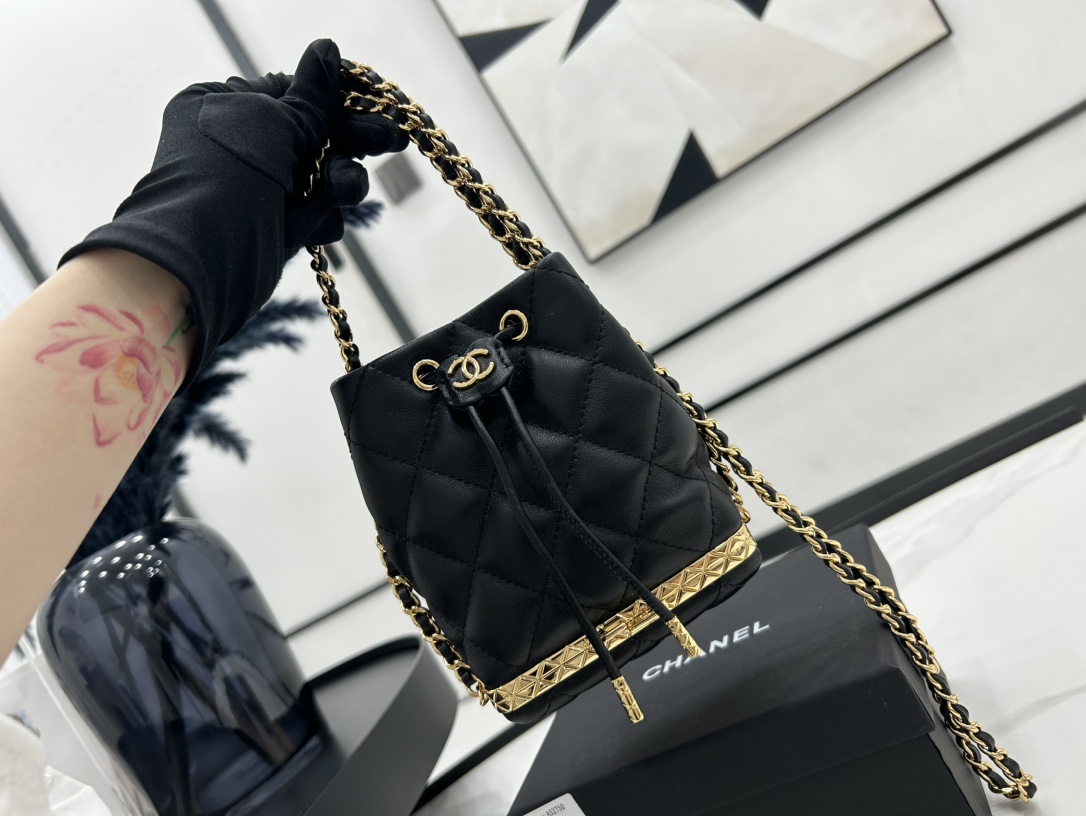 Chanel AS2750 Bucket Bag Black Leather