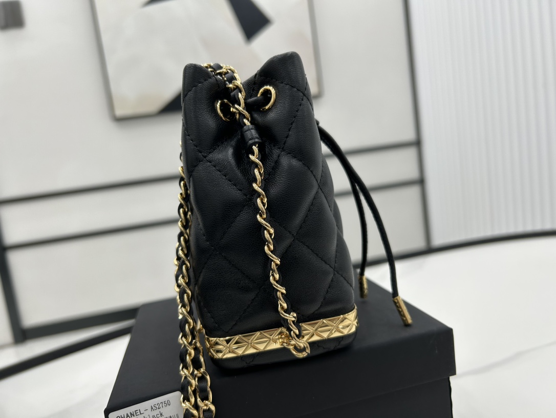 Chanel AS2750 Bucket Bag Black Leather