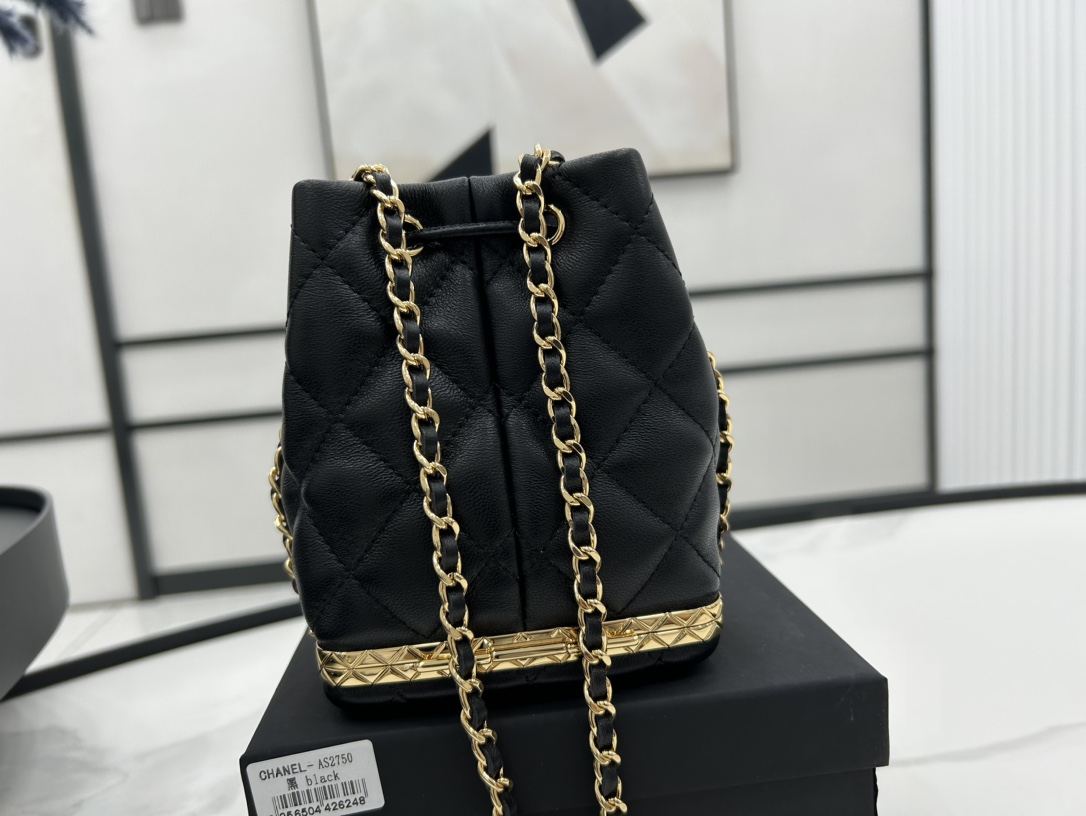 Chanel AS2750 Bucket Bag Black Leather