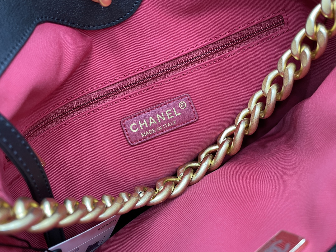 Chanel AS2844 Chanel Hobo Handbag Calfskin Black