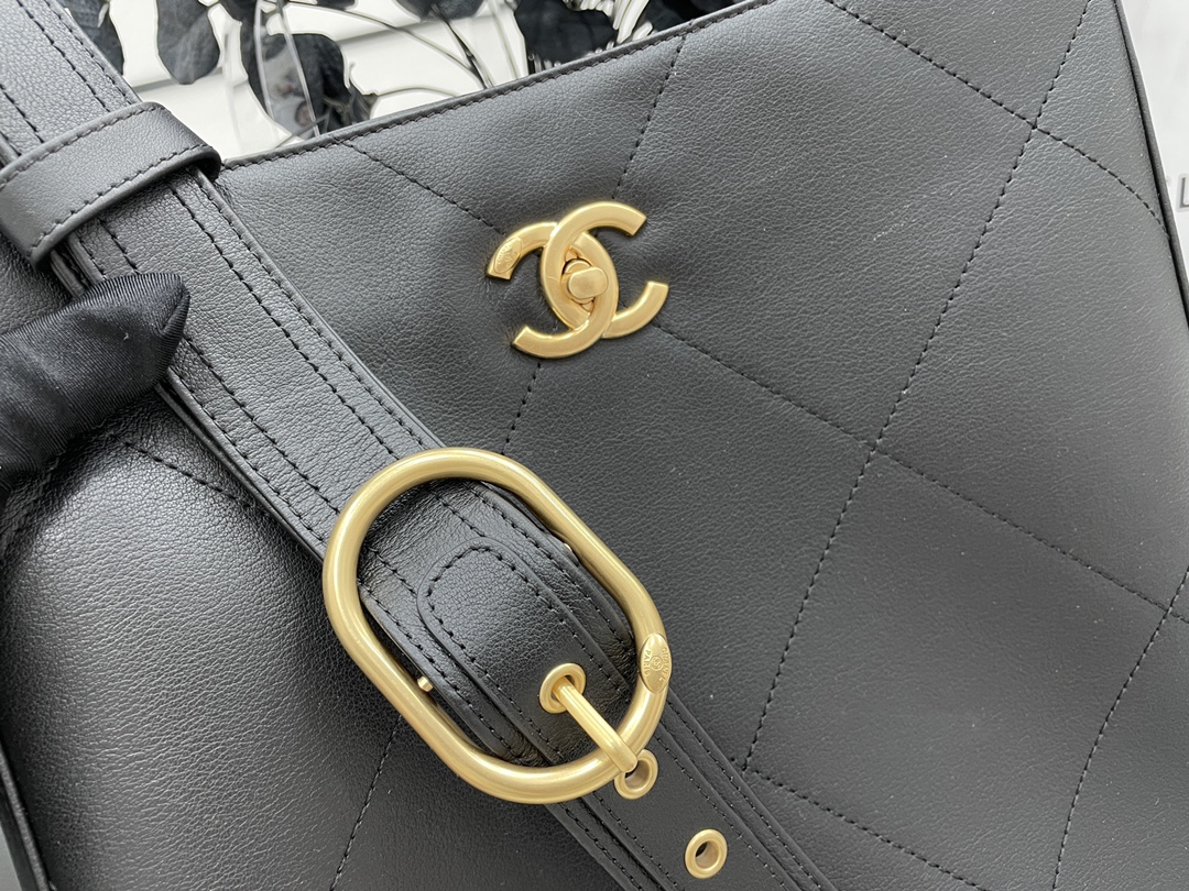 Chanel AS2844 Chanel Hobo Handbag Calfskin Black