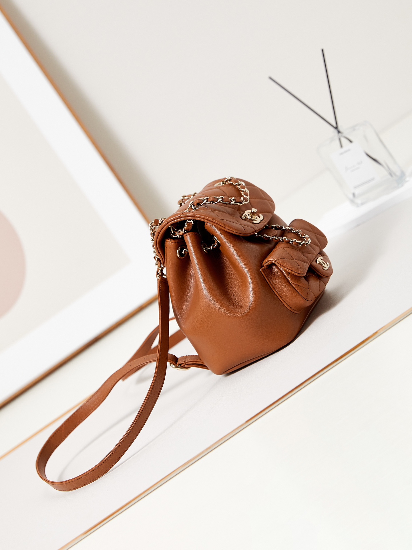 Chanel AS2908 Matelasse Chain Backpack Caramel