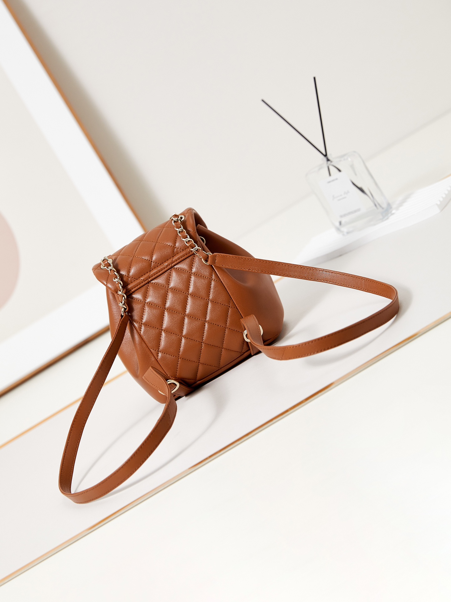 Chanel AS2908 Matelasse Chain Backpack Caramel