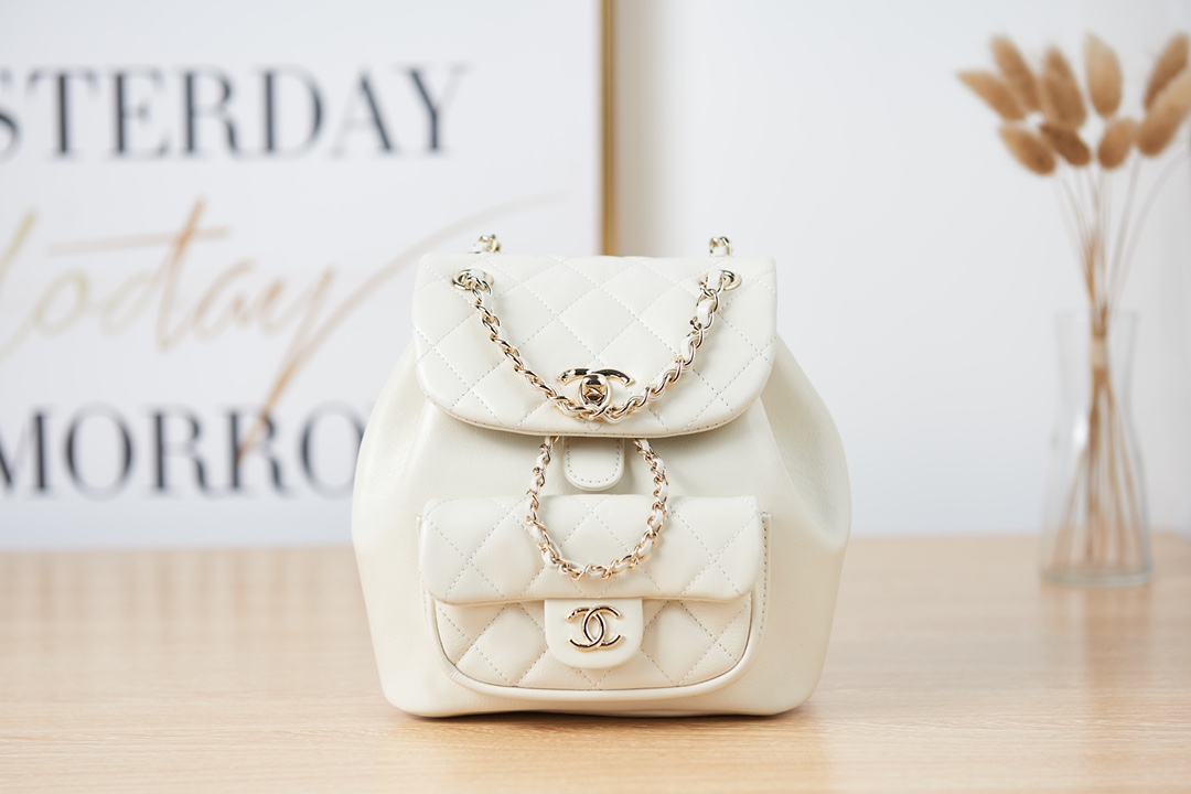 Chanel AS2908 Matelasse Chain Backpack White