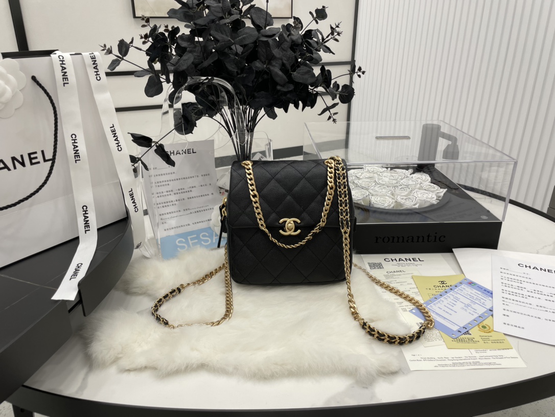 Chanel AS3108 Backpack Grained Calfskin Gold-Tone Metal Black