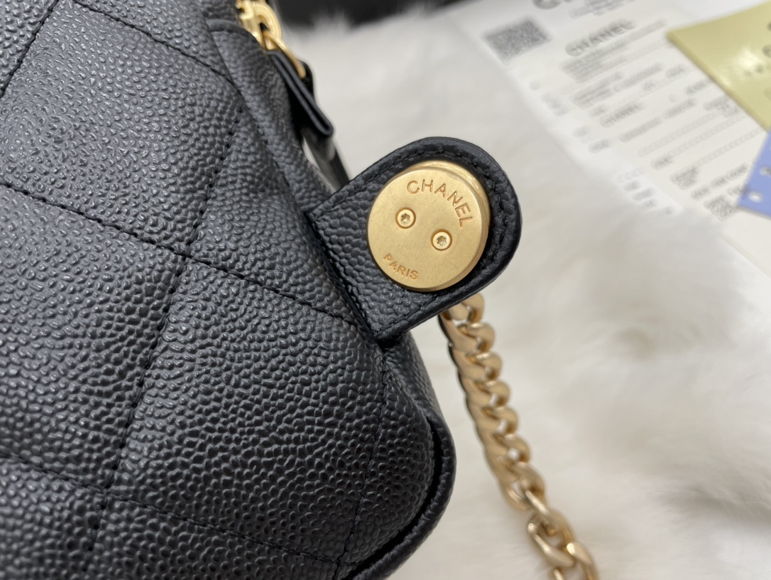 Chanel AS3108 Backpack Grained Calfskin Gold-Tone Metal Black