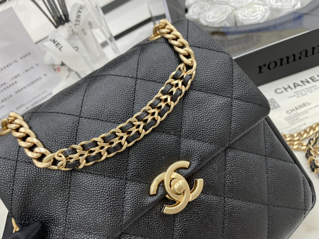 Chanel AS3108 Backpack Grained Calfskin Gold-Tone Metal Black