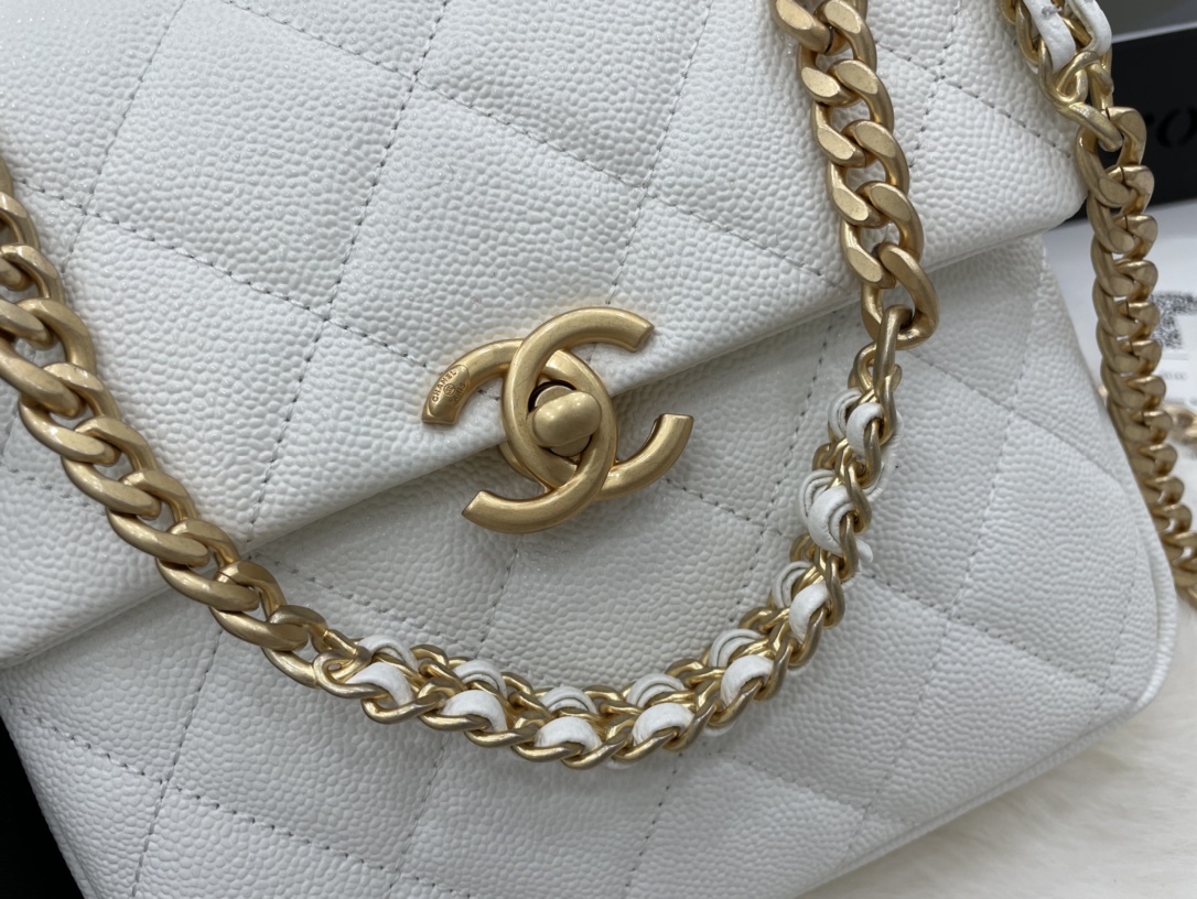 Chanel AS3108 Backpack Grained Calfskin Gold-Tone Metal White