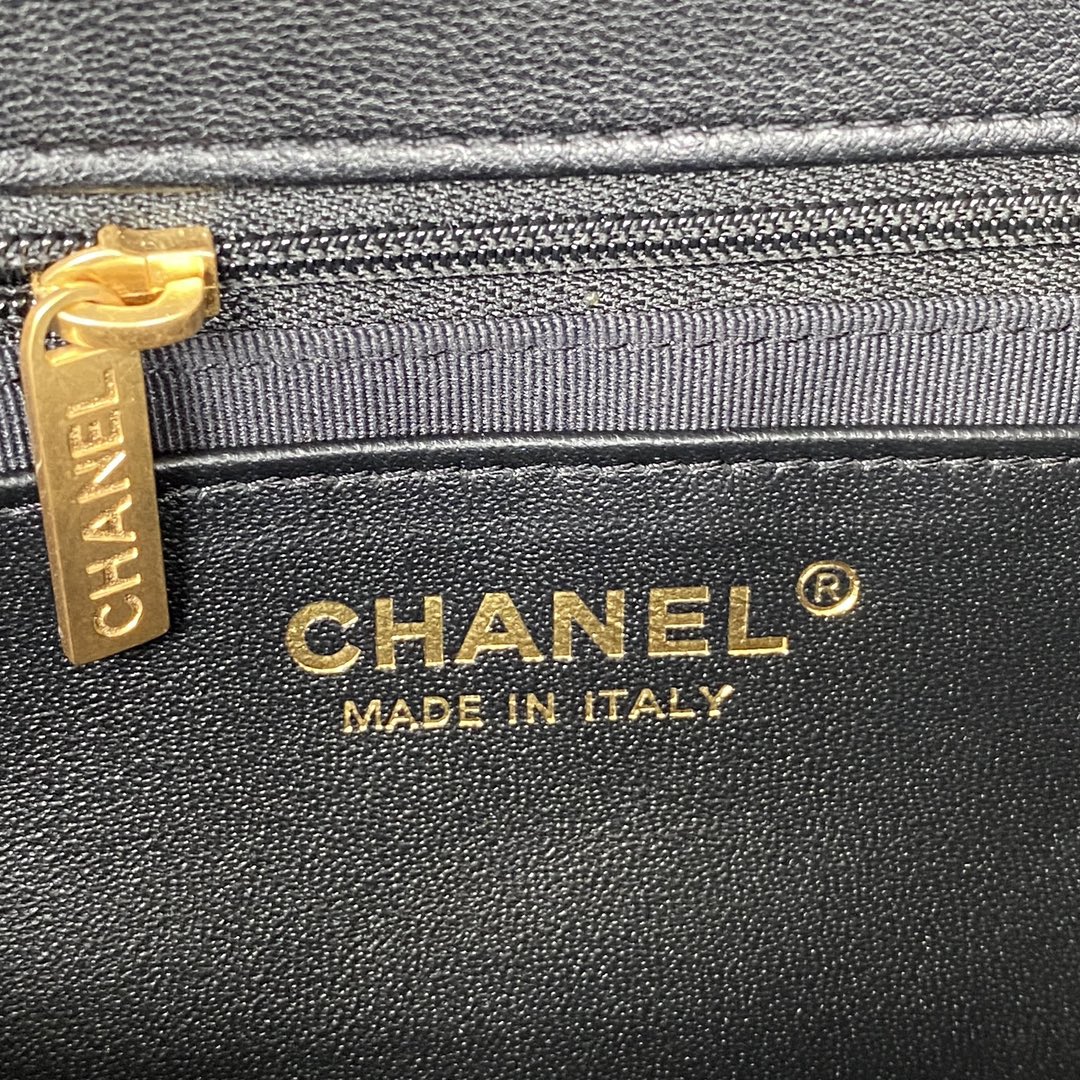 Chanel AS3393 Adjustable Gold Lock Gold Chain Black 22cm Flap Bag