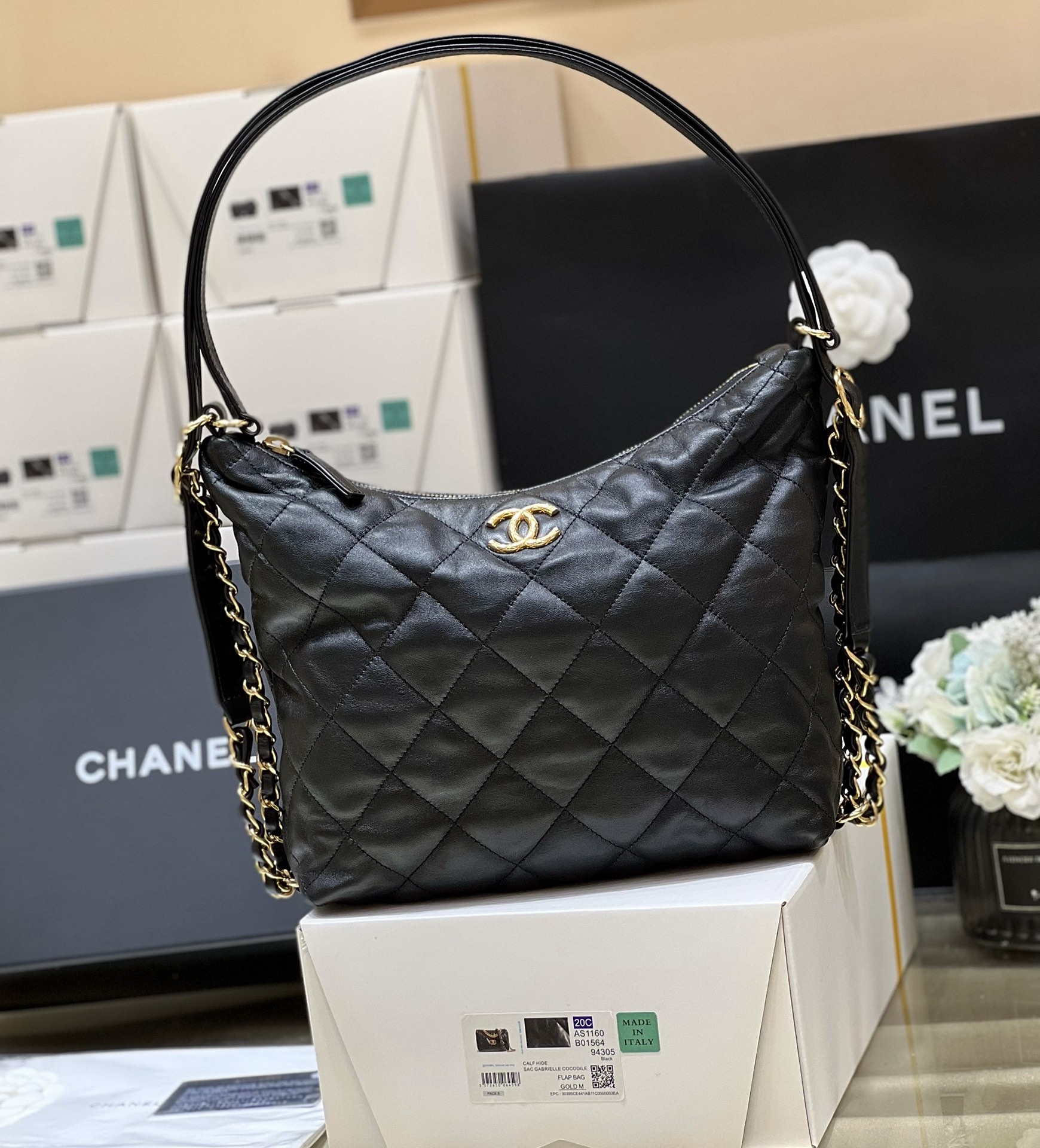 Chanel AS3487 22B Hobo Bag Lambskin Black