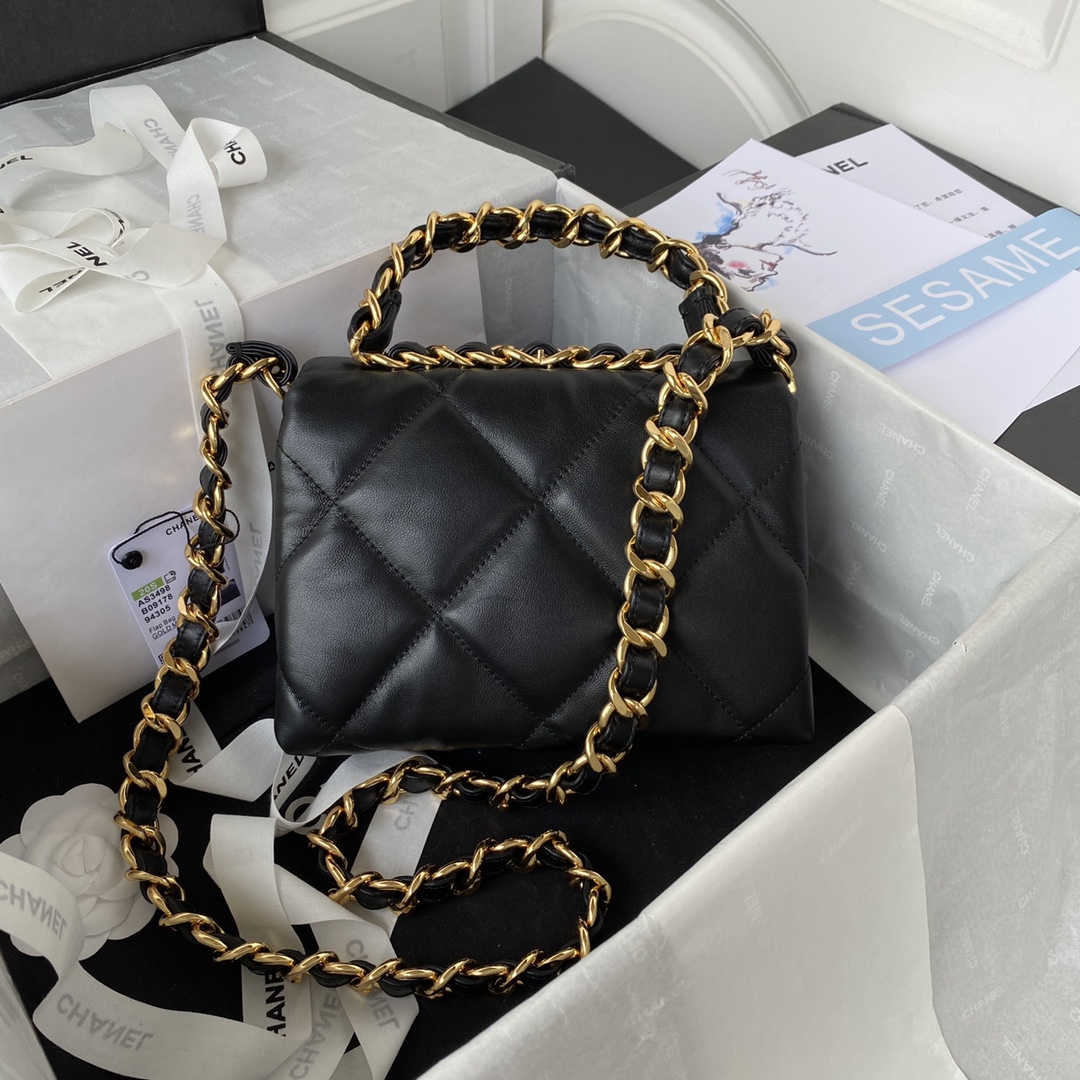 Chanel AS3498 Small Leather Chain Bag Black